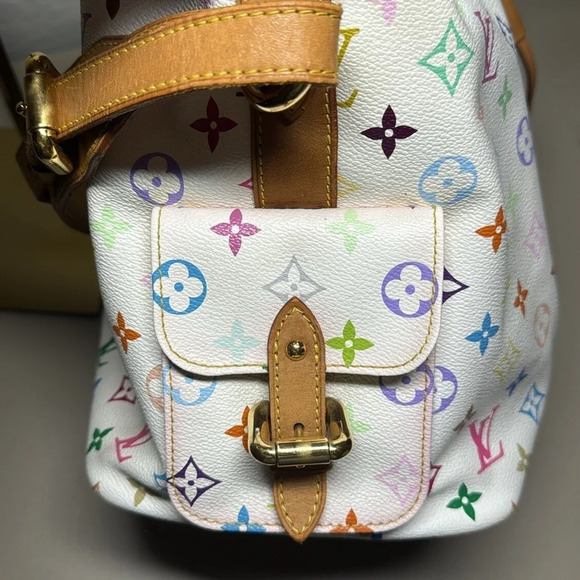 Authentic Louis Vuitton Multicolor Petit Noe Bucket Style White Monogram Rainbow - Picture 12 of 17